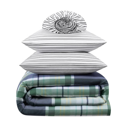Serta Simply Clean Scott Plaid Antimicrobial Bedding Set with Sheets