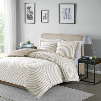 Madison Park Essentials Braydon Reversible Yarn Dyed Stripe Down Alternative Comforter Set