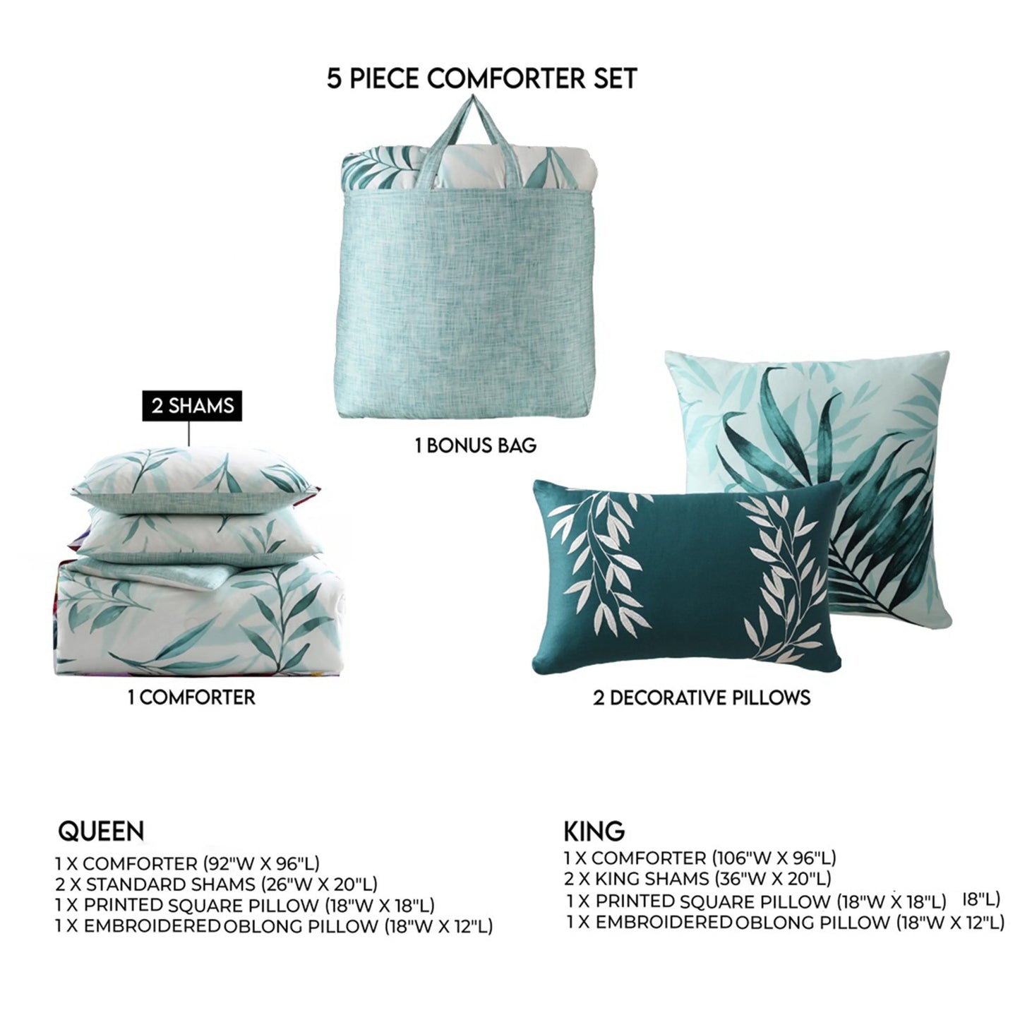 Bebejan Tropical 100% Cotton 5-Piece Reversible Comforter Set
