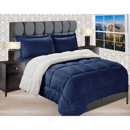 Elegant Comfort Reversible Sherpa Micro-Suede 3-Piece Comforter Set
