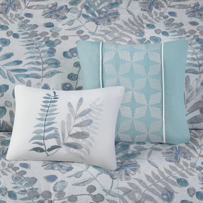 Madison Park Kairi 5 Piece Botanical Floral Seersucker Comforter Set