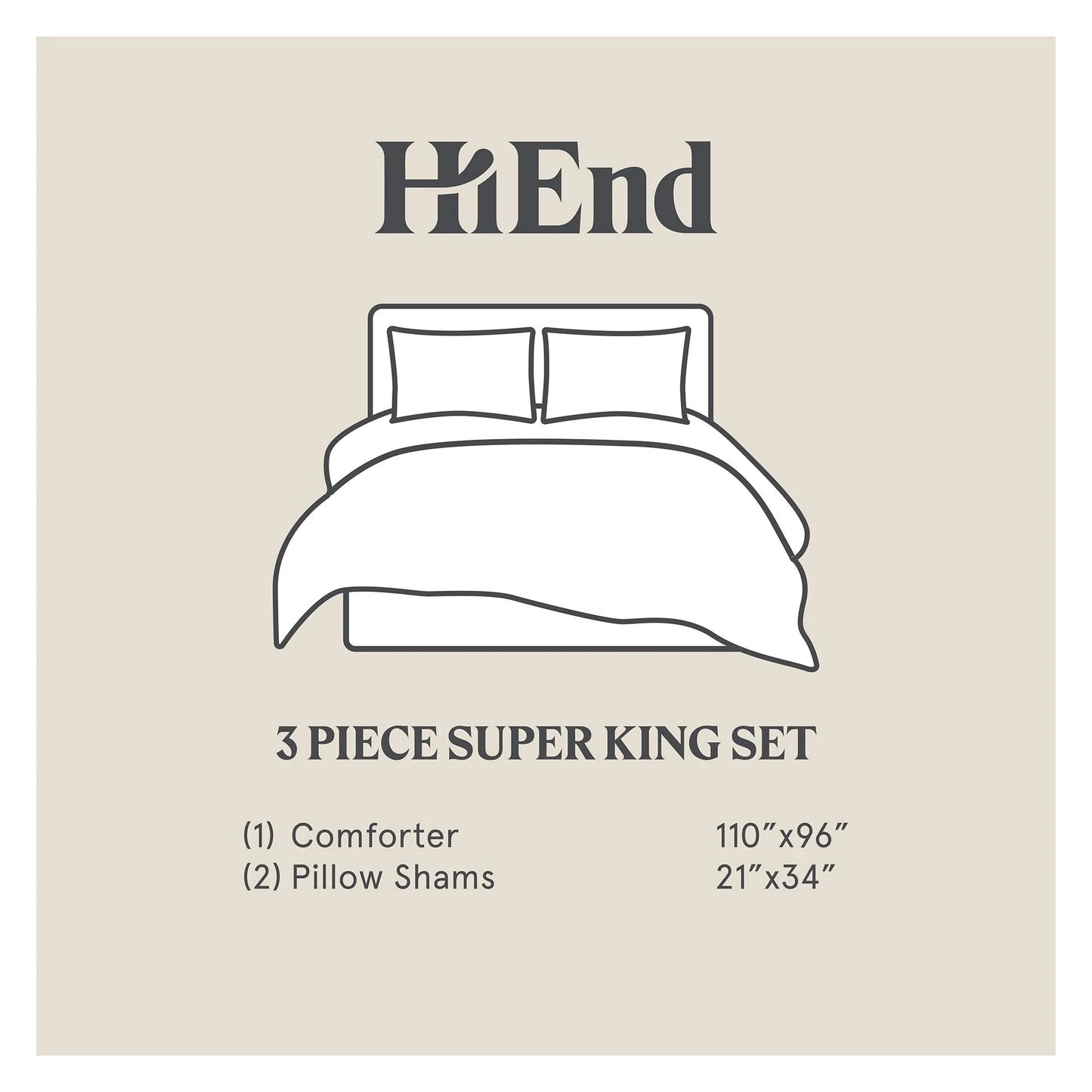 HiEnd Accents Windowpane Plaid Modern Rustic Bedding 3 Piece Comforter Set