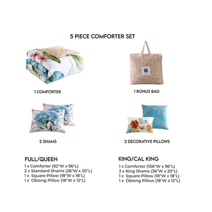 Bebejan Maia Blue 100% Cotton 5-Piece Reversible Comforter Set