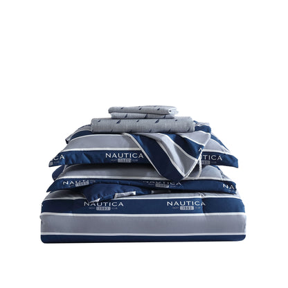 Nautica Thorton Lake Reversible Grey Multi-Piece Bed Set