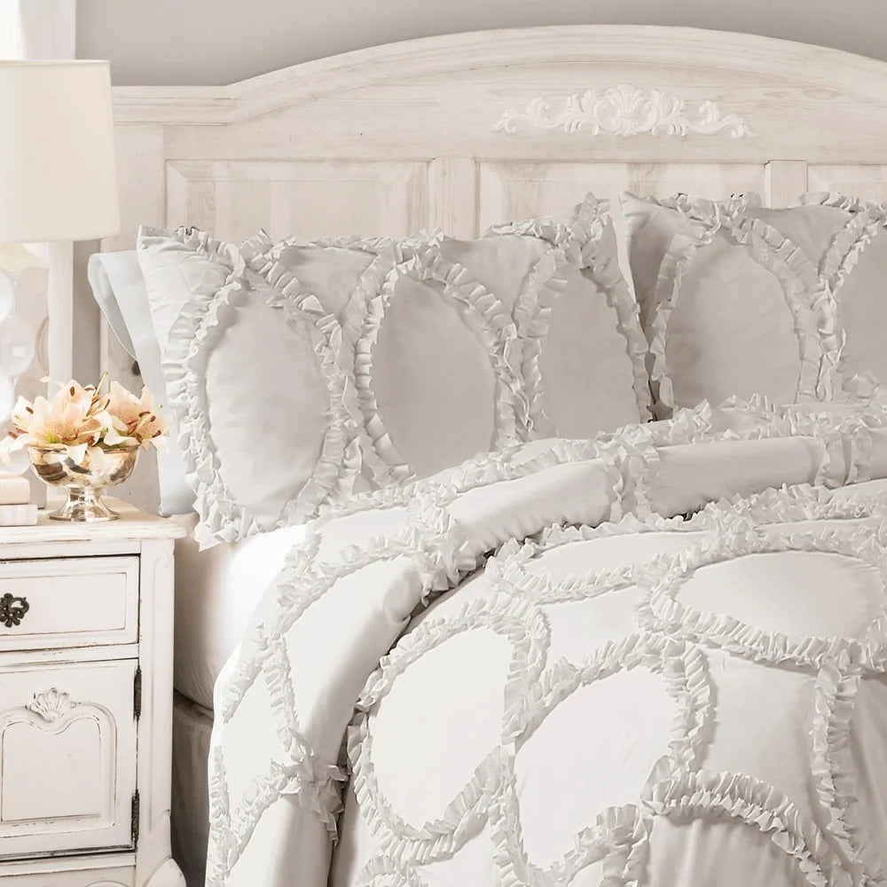 Lush Decor Avon Ruffled White 3-piece Comforter Set