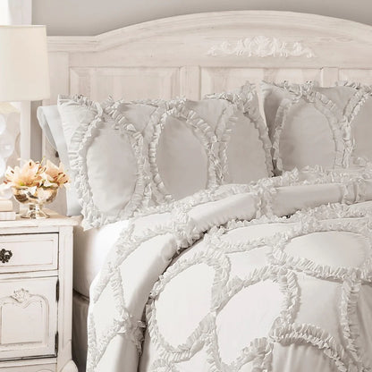 Lush Decor Avon Ruffled White 3-piece Comforter Set