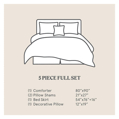 Paseo Road Highland Lodge Olive Brown Rustic Bedding 5 Piece Comforter Set with Bed Skirt, Shams, & Accent Pillow