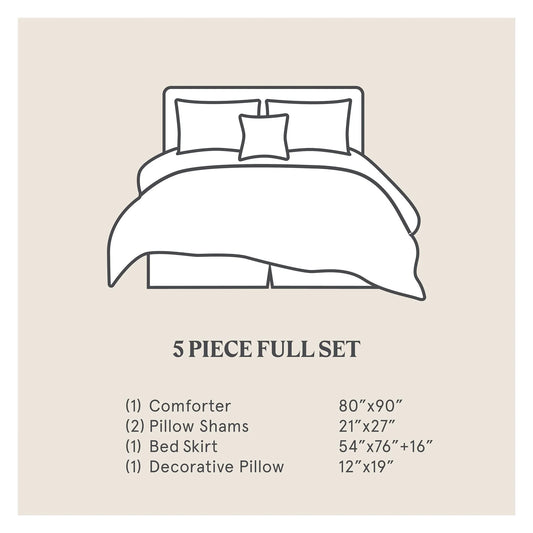 Paseo Road Highland Lodge Olive Brown Rustic Bedding 5 Piece Comforter Set with Bed Skirt, Shams, & Accent Pillow