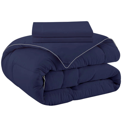 3 Piece Reversible Silky Luxury Soft Satin Comforter with 2 Satin Pillowcases