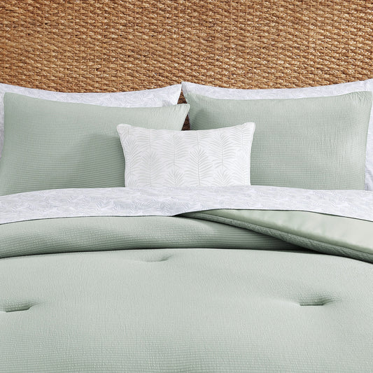 Tommy Bahama Seersucker Solid Reversible 8 Piece Comforter Bonus Set