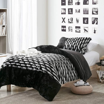 Tiger Lion - Coma Inducer? Oversized Comforter Set - Zebra Black