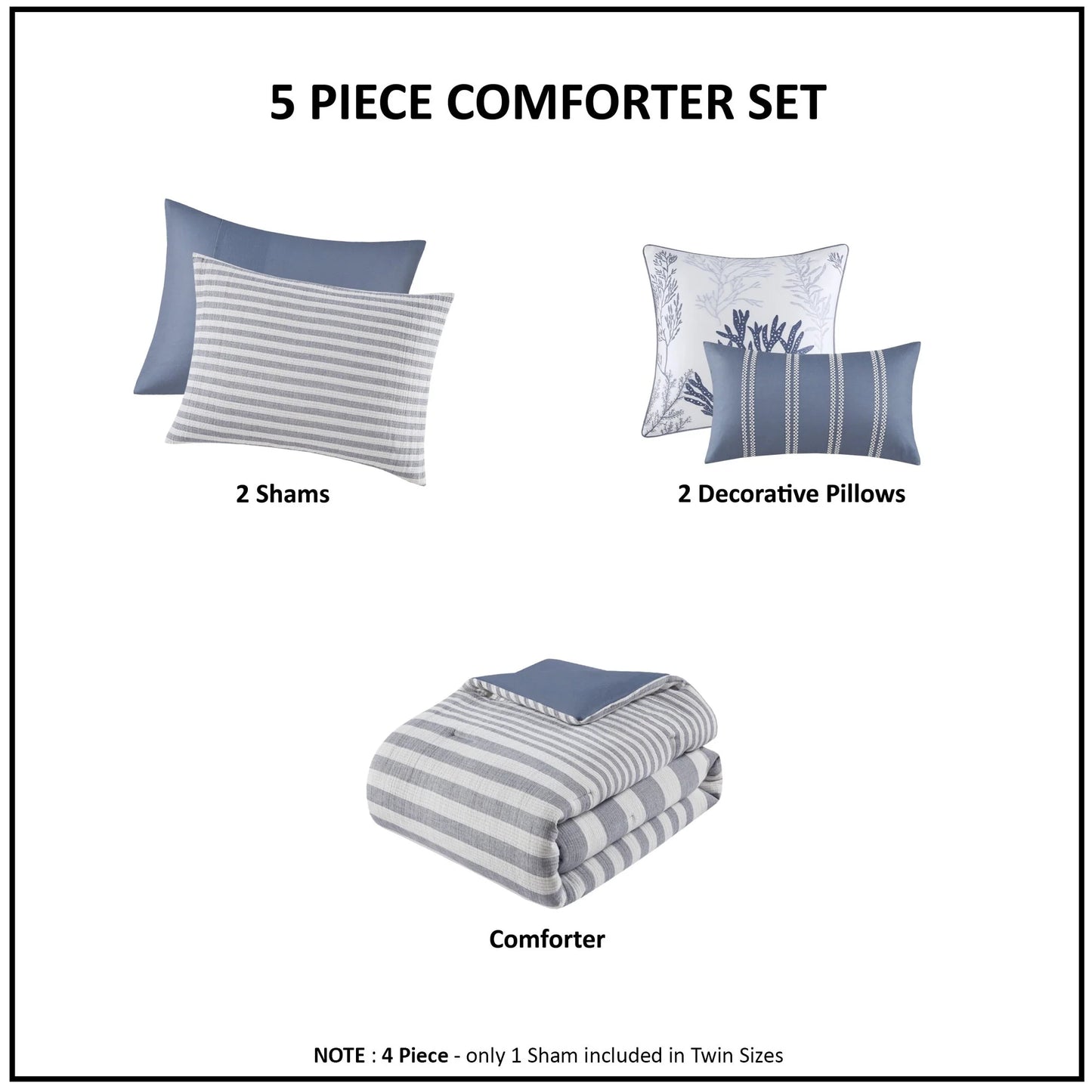 Harbor House Brooks 5 Piece Oversized Cotton Stripe Comforter Set