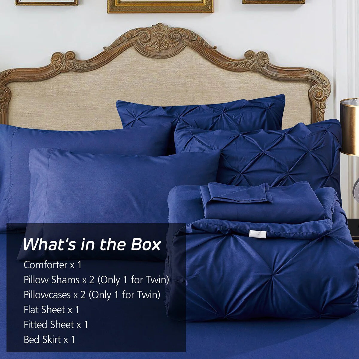 8-piece Pinch Pleated Bed-in-a-Bag Down Alternative Comforter Set