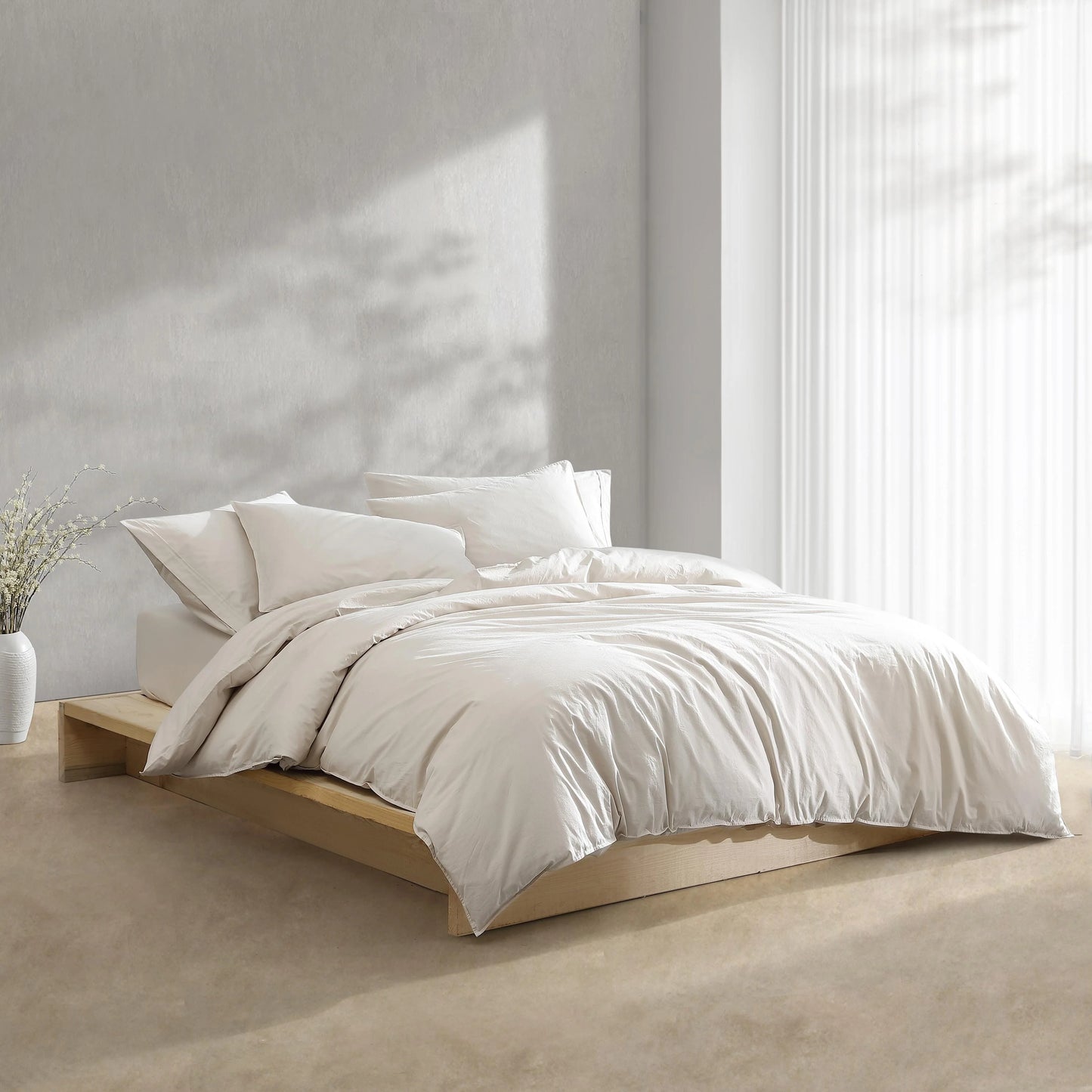 Calvin Klein Washed Percale Cotton Solid Comforter Set