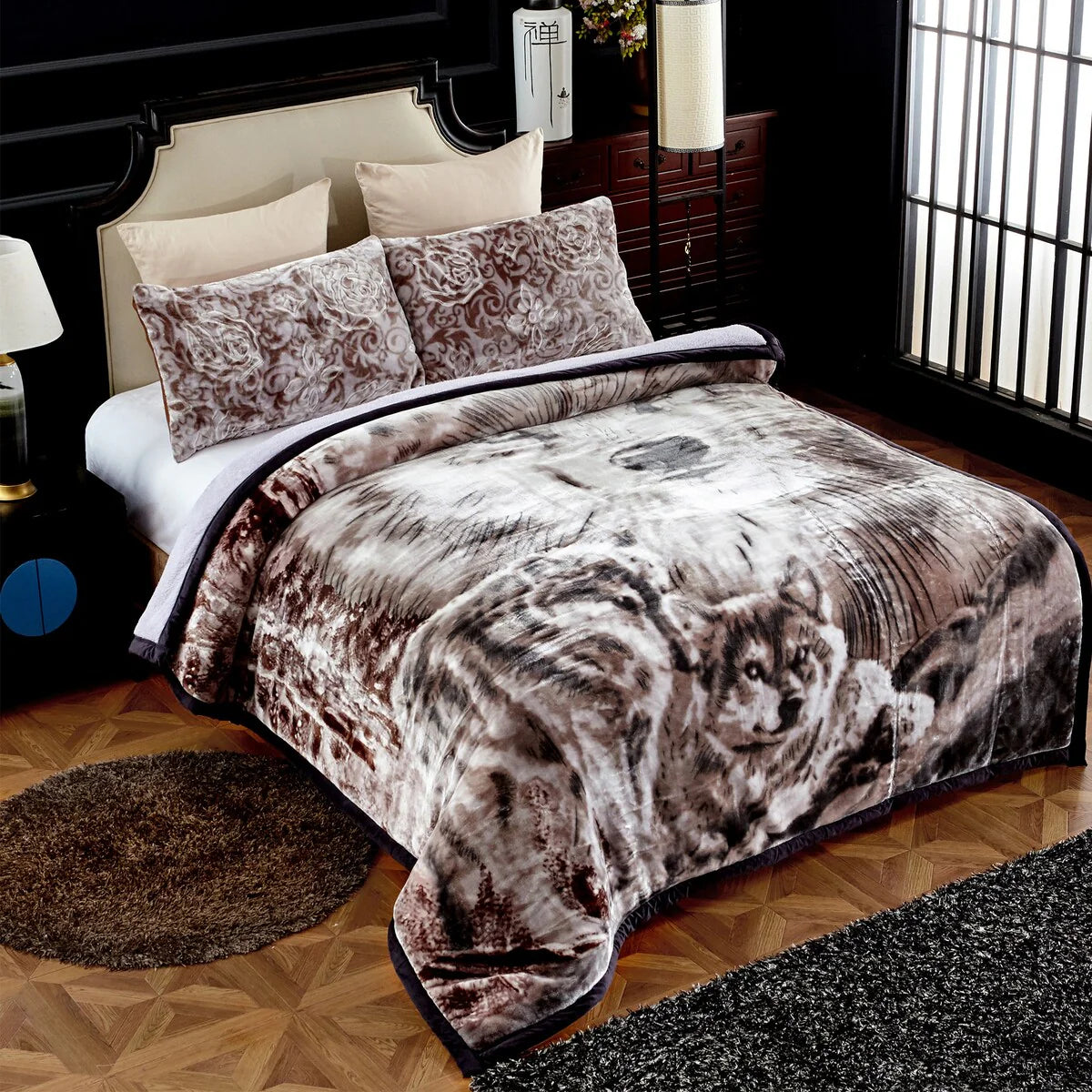 Ultra Plush Printed 3-piece Sherpa Borrego Comforter Set