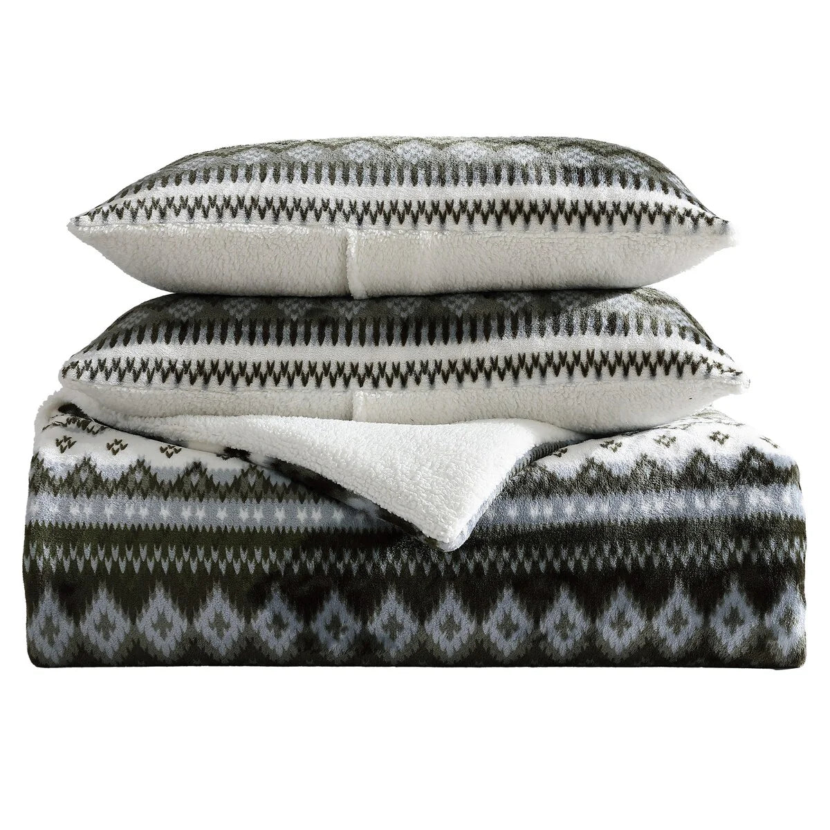 Eddie Bauer Shelton Fair Isle Plush Reversible Comforter Set
