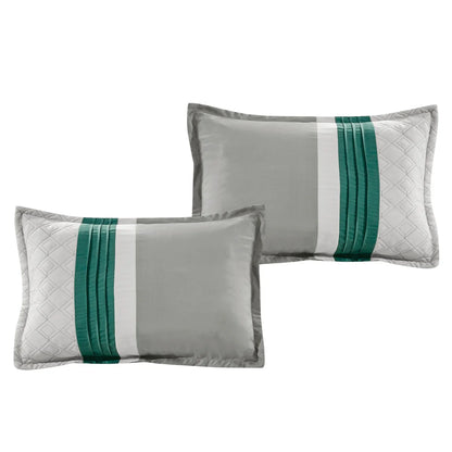 Wellco Bedding Comforter Set Bed In A Bag - 7 Piece Luxury Bedding Sets - Oversized Bedroom Comforters, Green