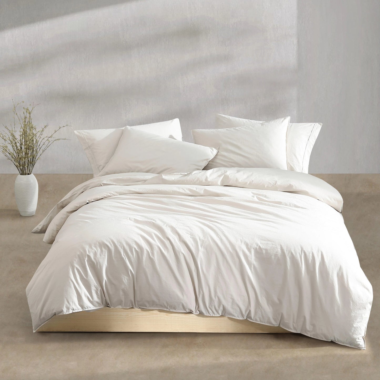 Calvin Klein Washed Percale Cotton Solid Comforter Set