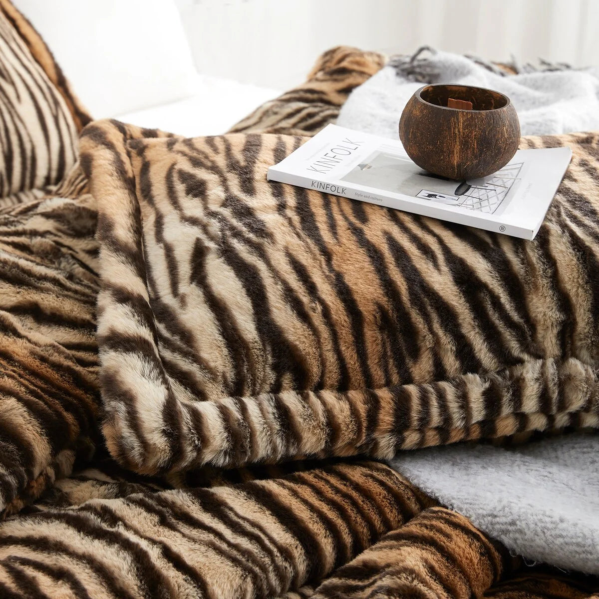 There's a Bengal in My Bed - Coma Inducer? Oversized Comforter Set - Black and Orange Stripes