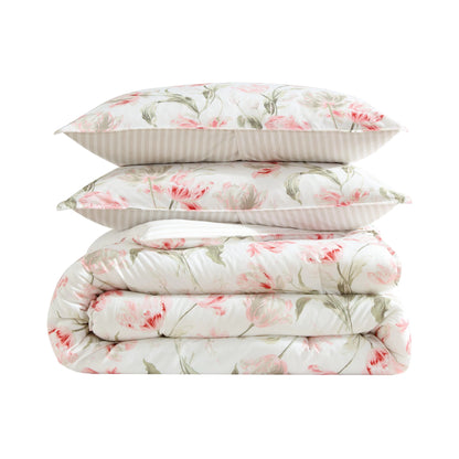 Laura Ashley Gosford Cotton Reversible Pink Comforter Bonus Set