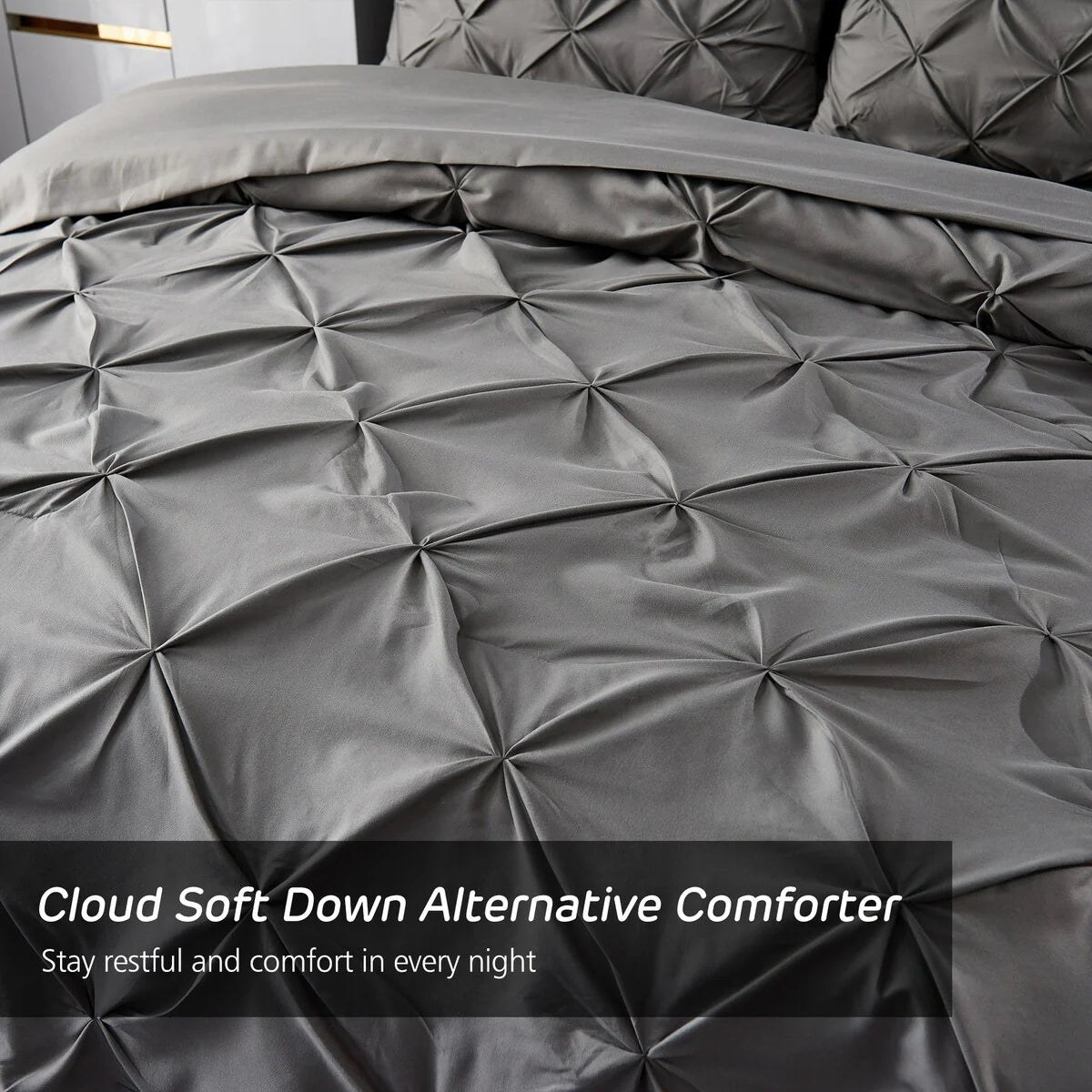 8-piece Pinch Pleated Bed-in-a-Bag Down Alternative Comforter Set