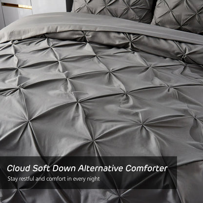 8-piece Pinch Pleated Bed-in-a-Bag Down Alternative Comforter Set