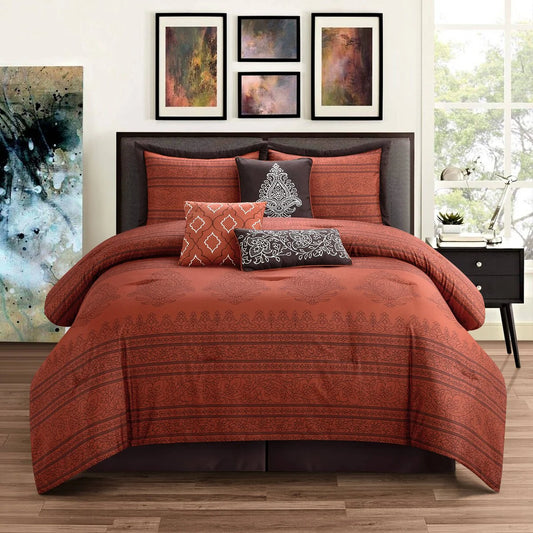 Nanshing Rhea 7 Piece Transitional Damask Comforter Set