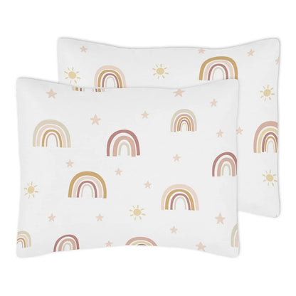 Boho Rainbow Girl 3pc Full Queen Comforter Set - Blush Pink Dusty Rose Gold Yellow Mauve Taupe Beige Bohemian Star Sun Celestial