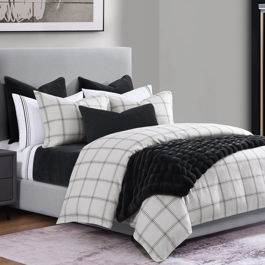 HiEnd Accents Windowpane Plaid Modern Rustic Bedding 3 Piece Comforter Set