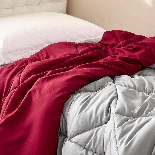 Ultimate Gray/Scooter Red Reversible Full Comforter - Oversized Full XL Bedding