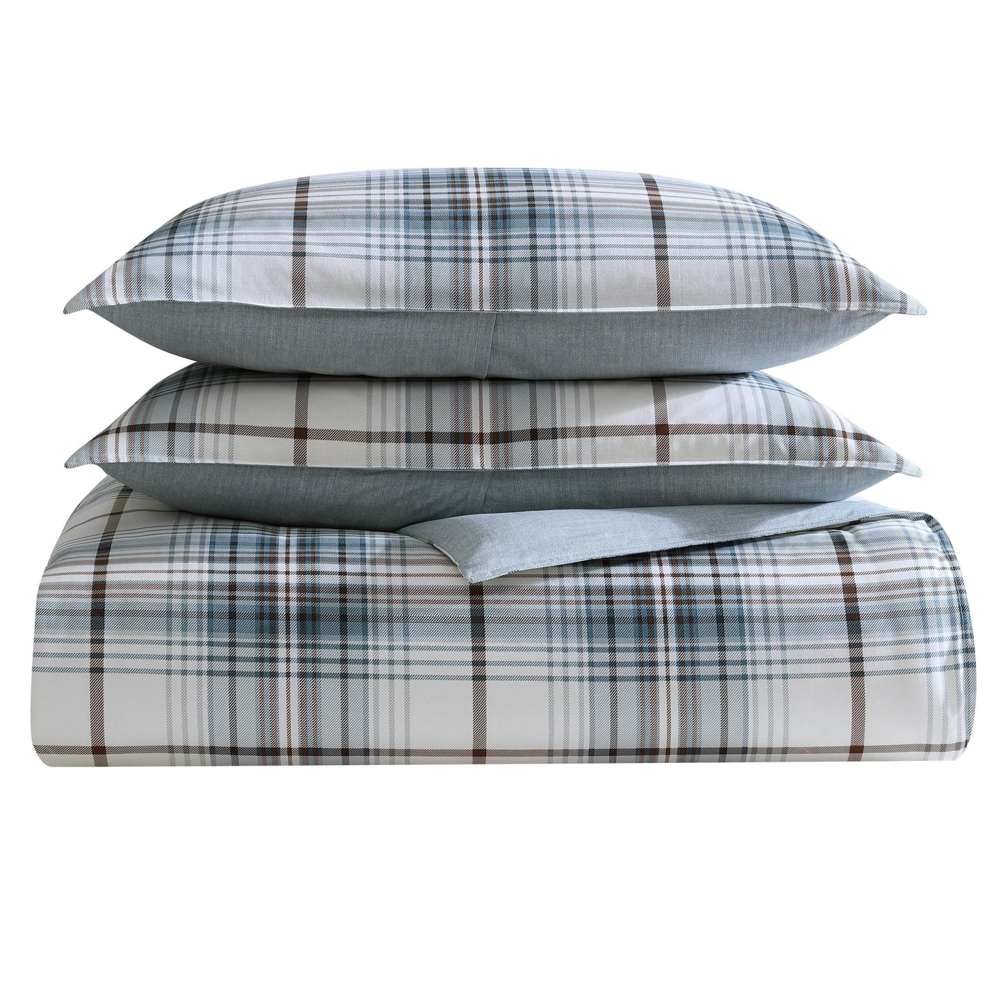 Eddie Bauer Alder Plaid Cotton Reversible Blue Comforter Set
