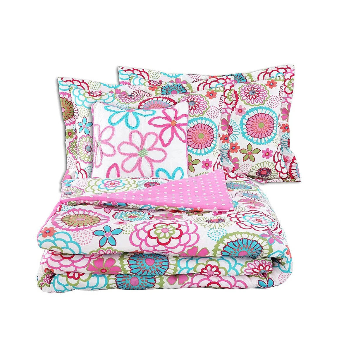 Cozy Line Mariah Floral Polka Dot Comforter Set with Decorative Pillow