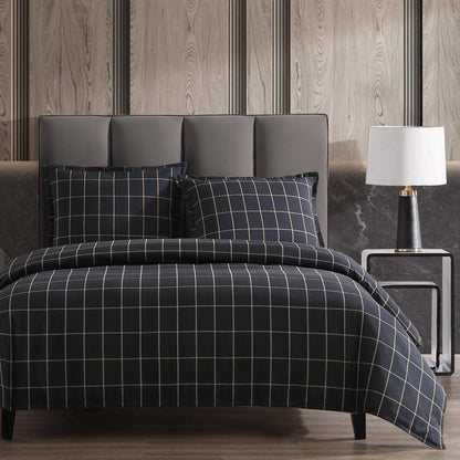 HiEnd Accents Windowpane Plaid Modern Rustic Bedding 3 Piece Comforter Set