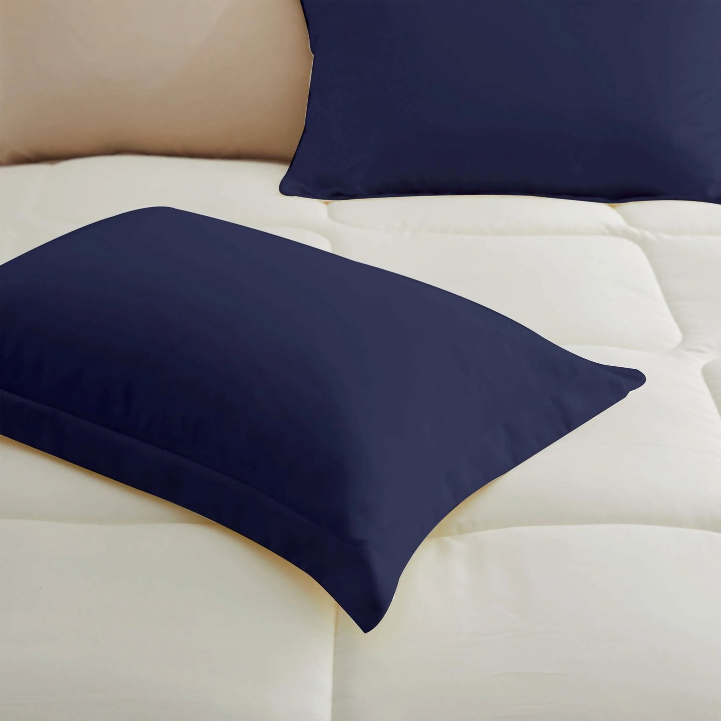 3 Piece Reversible Silky Luxury Soft Satin Comforter with 2 Satin Pillowcases