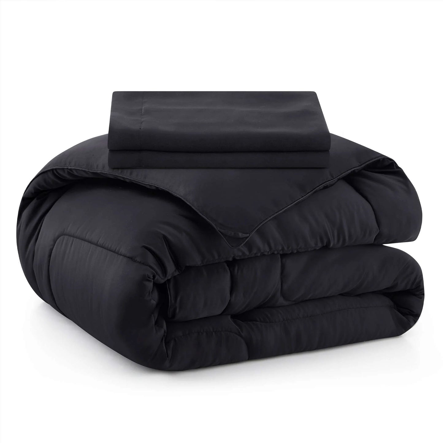 3 Piece Reversible Silky Luxury Soft Satin Comforter with 2 Satin Pillowcases
