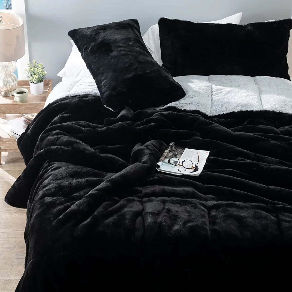 Chunky Panda Orca Bunny - Coma Inducer? Comforter Set - USA Heavyweight Filled - Frosted Black