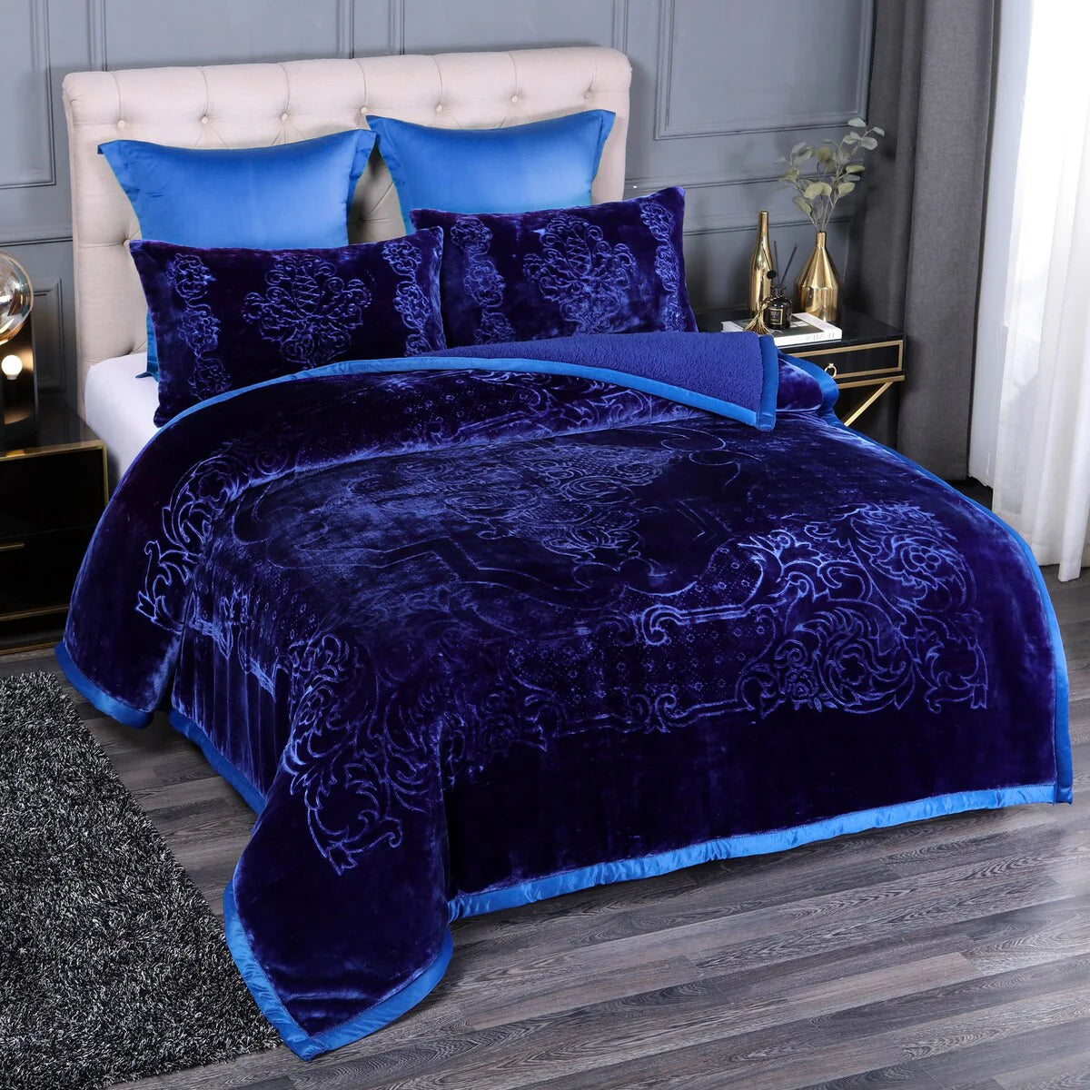 Ultra Plush Printed 3-piece Sherpa Borrego Comforter Set