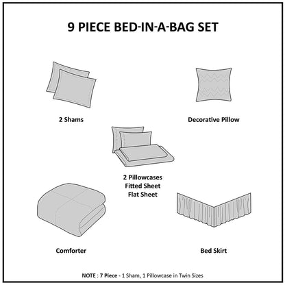 Madison Park Essentials Nicolette Comforter Set with Cotton Bed Sheets