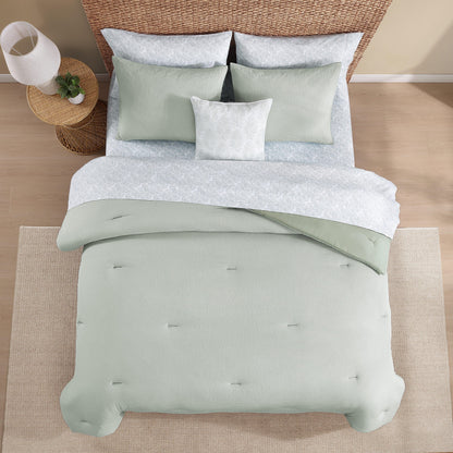 Tommy Bahama Seersucker Solid Reversible 8 Piece Comforter Bonus Set