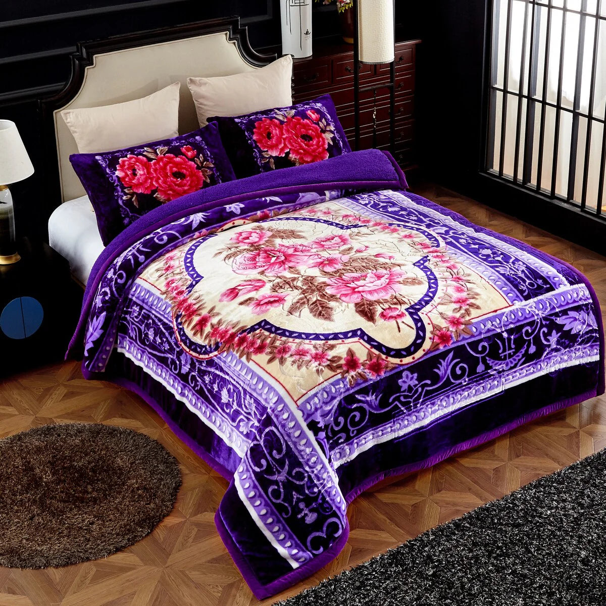 Ultra Plush Printed 3-piece Sherpa Borrego Comforter Set