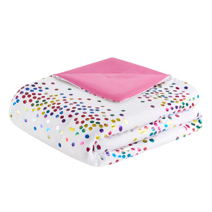 Intelligent Design Cora Rainbow Iridescent Metallic Dot Comforter Set