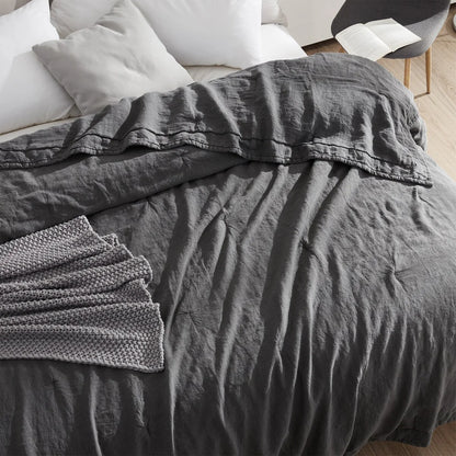 Dark Sky Reserve? - Portugal Made 100% Linen Oversized Comforter - Charcoal Gray