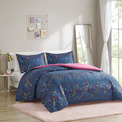 Intelligent Design Cora Rainbow Iridescent Metallic Dot Comforter Set