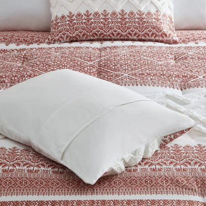 INK+IVY Mila Auburn 3 Piece Cotton Comforter Set with Chenille Tufting
