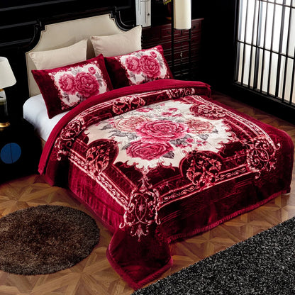 Ultra Plush Printed 3-piece Sherpa Borrego Comforter Set