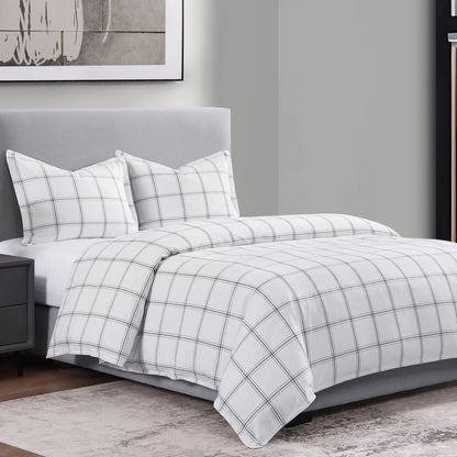HiEnd Accents Windowpane Plaid Modern Rustic Bedding 3 Piece Comforter Set