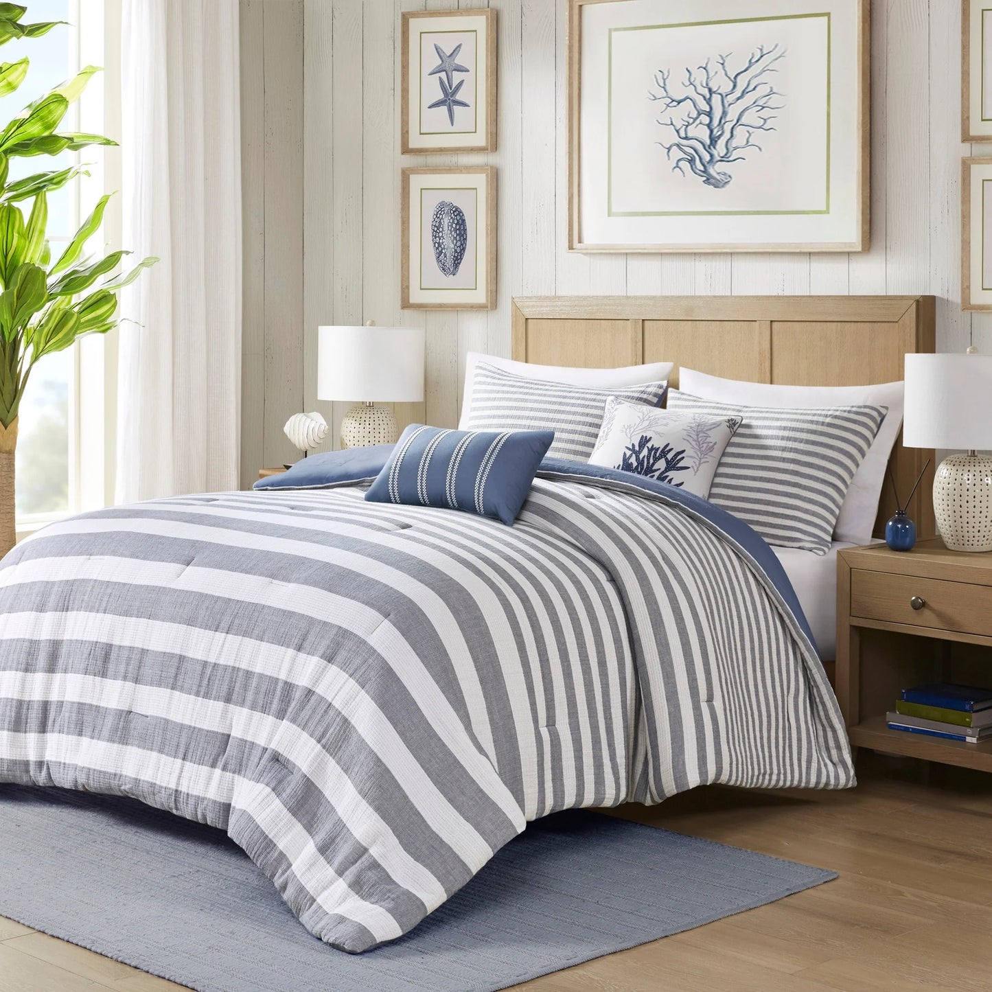 Harbor House Brooks 5 Piece Oversized Cotton Stripe Comforter Set