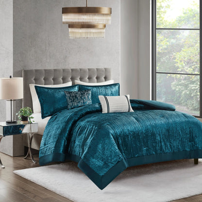 Madison Park Reagan 5 Piece Crinkle Velvet Comforter Set