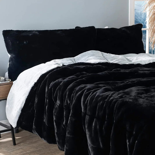 Chunky Panda Orca Bunny - Coma Inducer? Comforter Set - USA Heavyweight Filled - Frosted Black