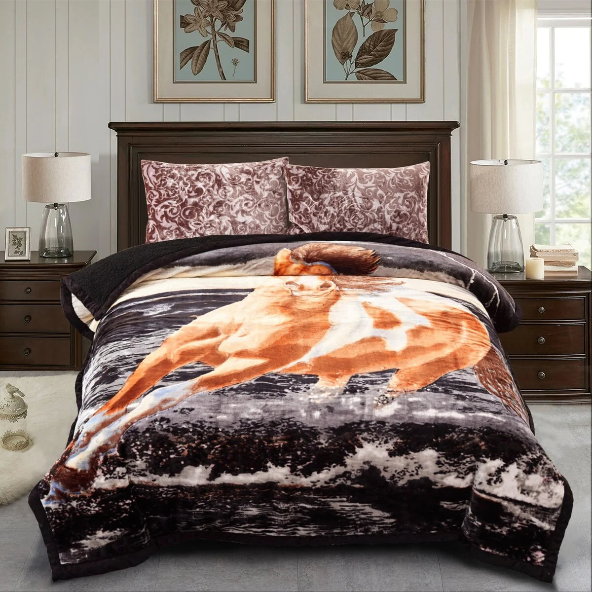 Ultra Plush Printed 3-piece Sherpa Borrego Comforter Set